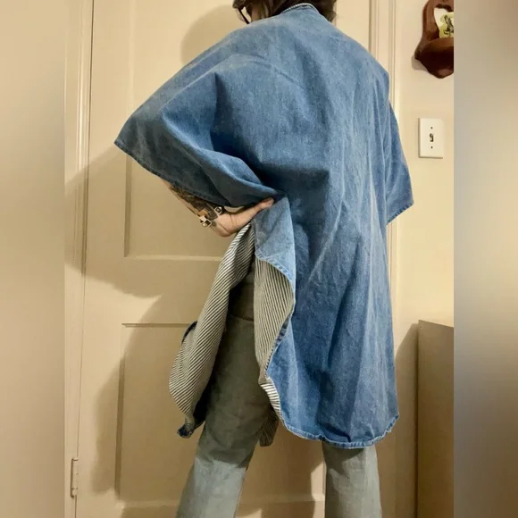 Vintage 1980’s Denim OSFA Zippered Poncho made in USA - Picture 11 of 12